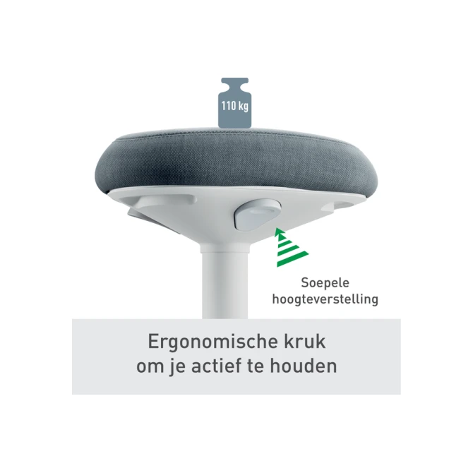 Actieve zit-sta kruk Leitz Ergo met gasveer 57-82 cm