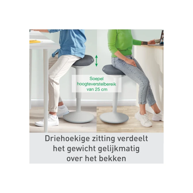 Actieve zit-sta kruk Leitz Ergo met gasveer 57-82 cm