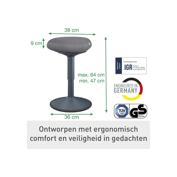 Actieve zitkruk Leitz Ergo met comfortzitting