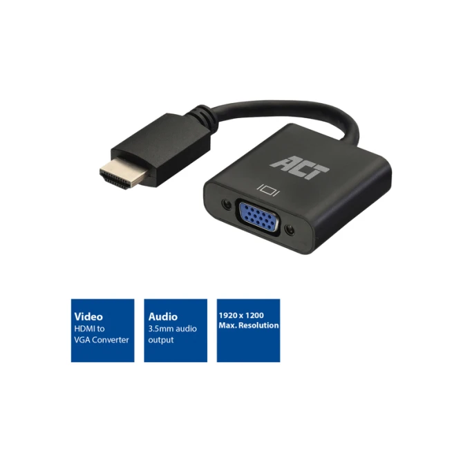 Adapter ACT HDMI naar VGA met audio 0.15 meter