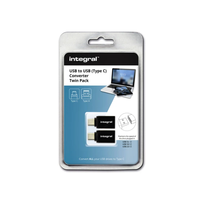 Adapter Integral 3.1 USB-A naar USB-C 2 stuks