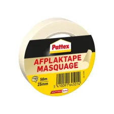 Afplaktape Pattex 25mmx50m creme Afplaktape Pattex 25mmx50m creme