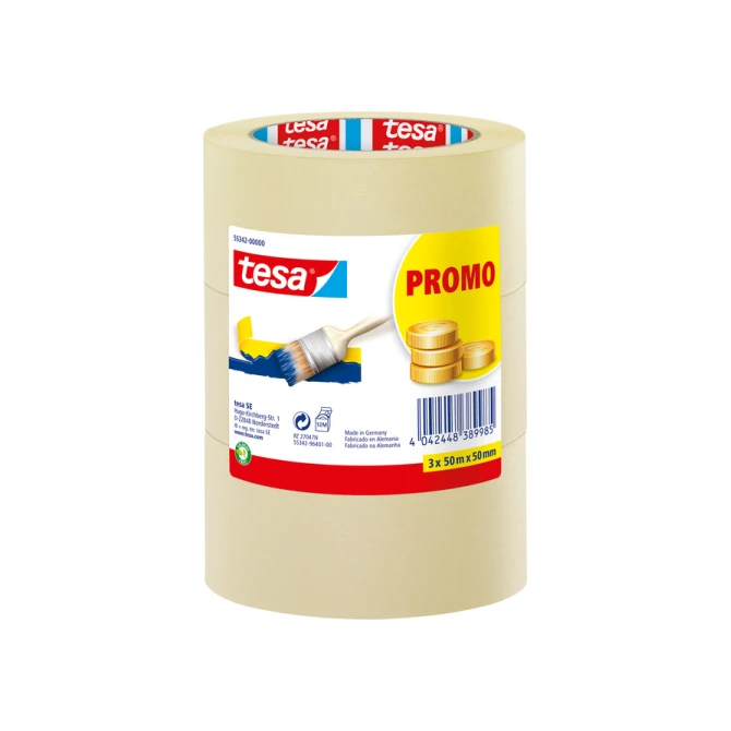 Afplaktape tesa®  Economy 50mmx50m geel 3 rollen