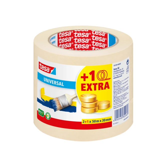 Afplaktape tesa® Economy 50mx30mm geel 2+1
