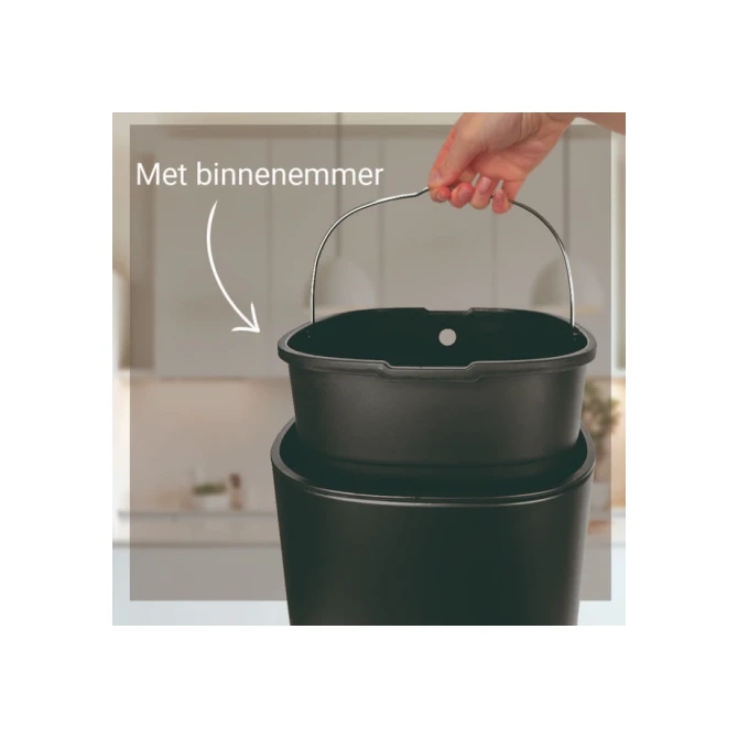 Afvalbak Desq Touch 30 liter RVS zwart