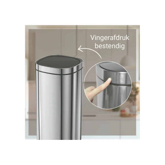 Afvalbak Desq Touch 50 liter RVS zilver