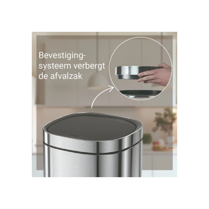 Afvalbak Desq Touch 50 liter RVS zilver