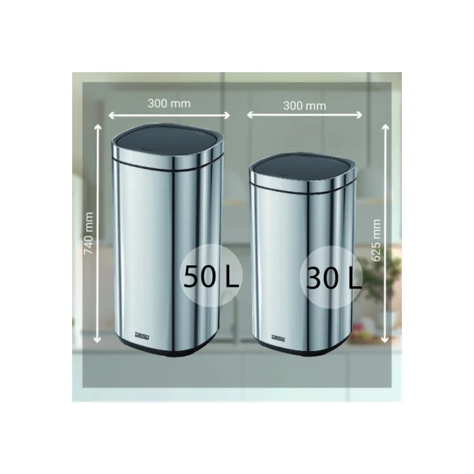 Afvalbak Desq Touch 50 liter RVS zilver
