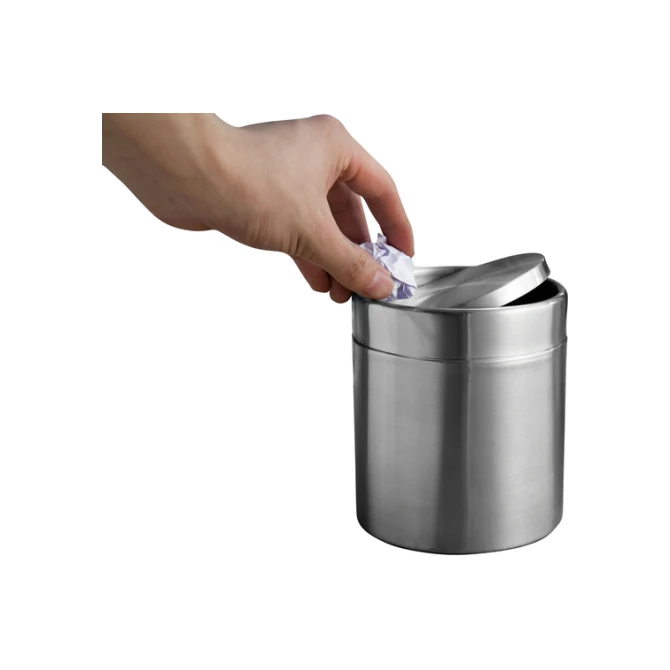 Afvalbak EKO Fandy tafelmodel met swingdeksel 1,5 liter rvs