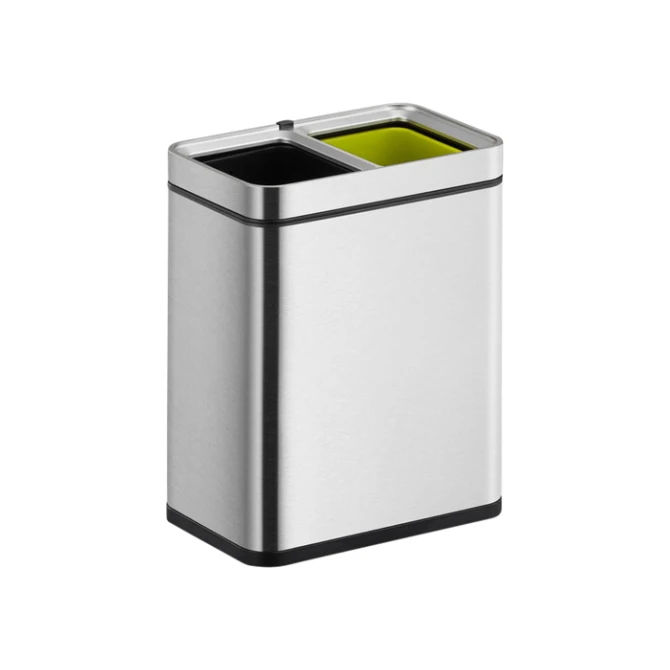 Afvalbak EKO Laguna Slim met inwerpopening 2x10liter RVS