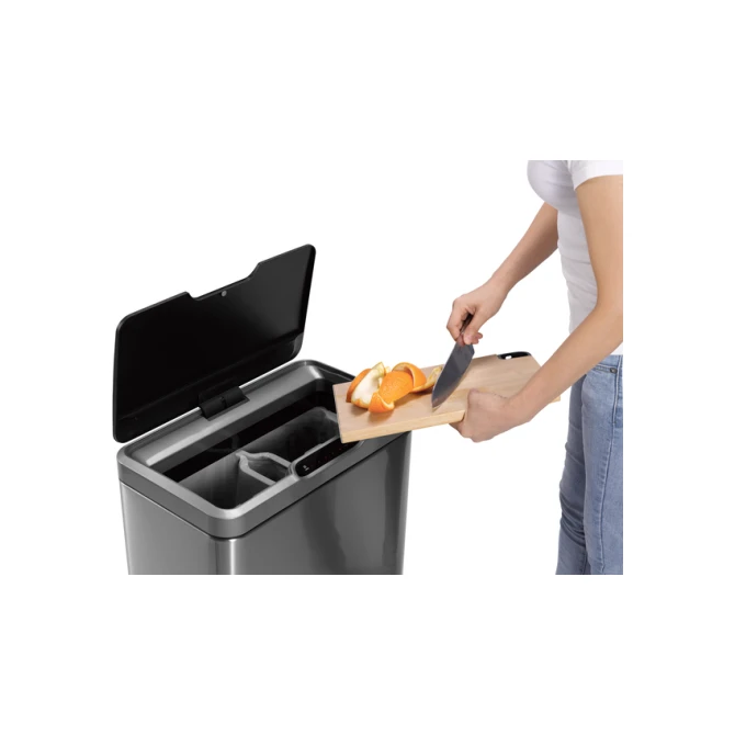 Afvalbak EKO Mirage met sensor 20+20liter RVS mat