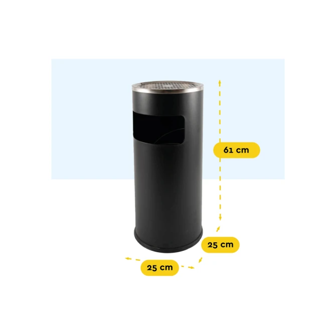 Afvalbak met asbak BRASQ 11 liter AT500 zwart