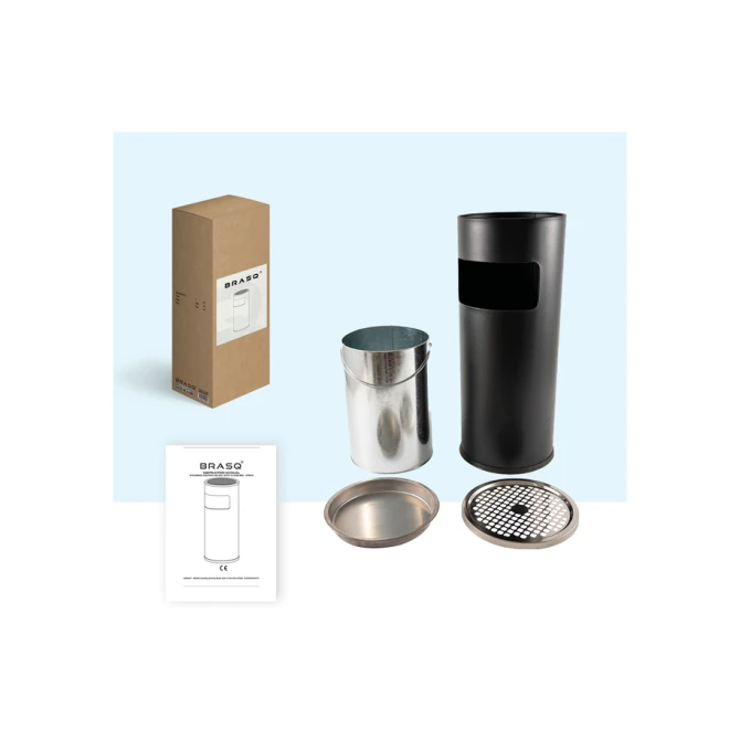 Afvalbak met asbak BRASQ 11 liter AT500 zwart