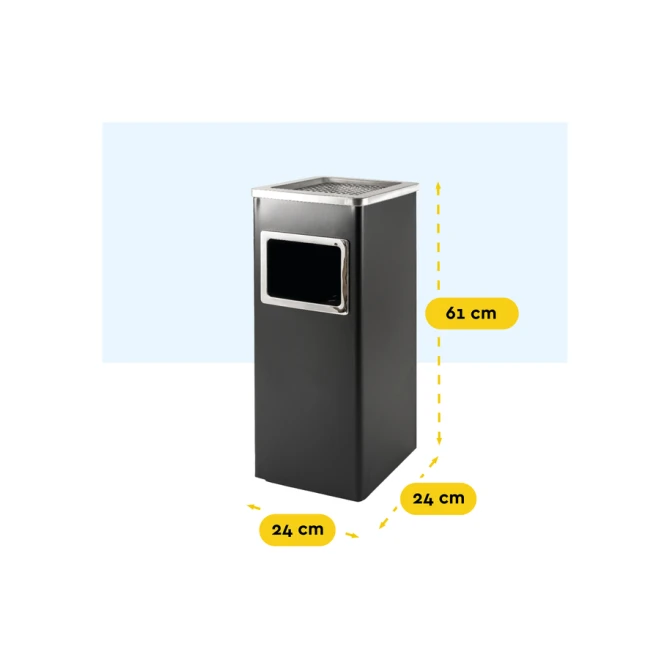 Afvalbak met asbak BRASQ 16 liter AT600 zwart