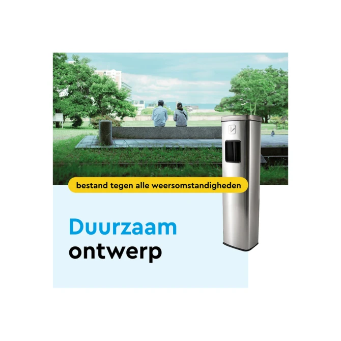Afvalbak met asbak BRASQ 20 liter AT400 rvs