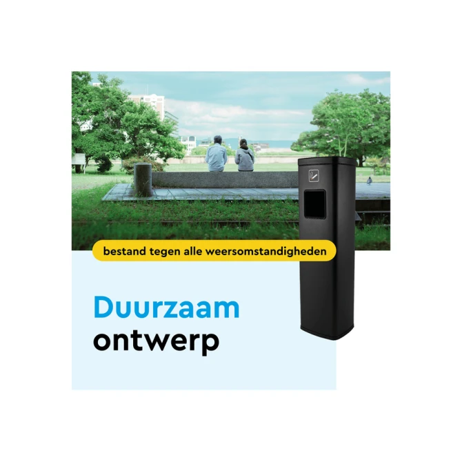 Afvalbak met asbak BRASQ 20 liter AT400 zwart