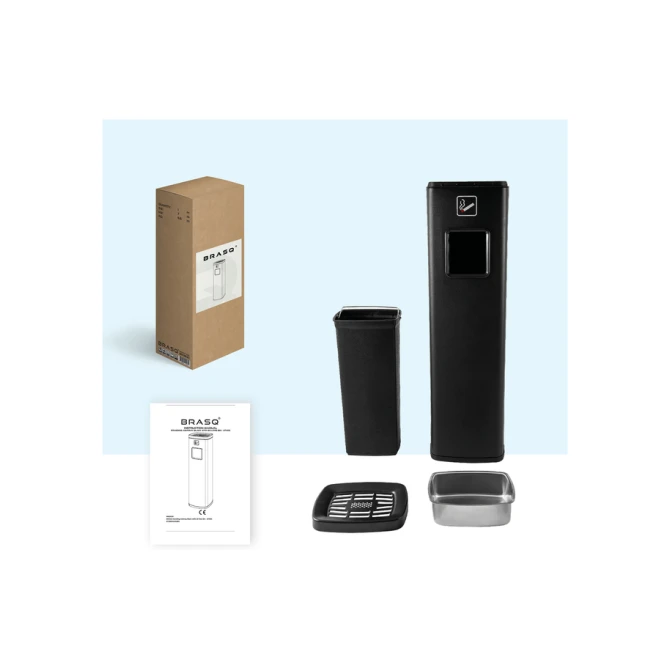 Afvalbak met asbak BRASQ 20 liter AT400 zwart
