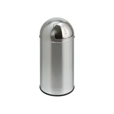 Afvalbak Pushcan met pushdeksel 40liter mat RVS