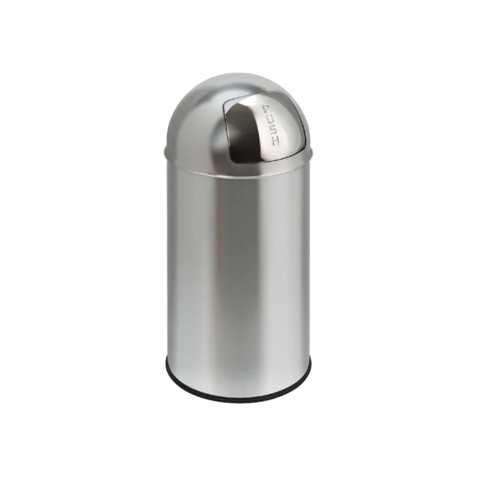 Afvalbak Pushcan met pushdeksel 40liter mat RVS