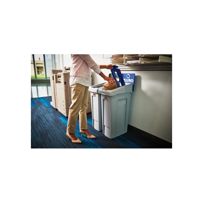 Afvalbak Rubbermaid Slim Jim Recyclestation starterset 87 liter grijs