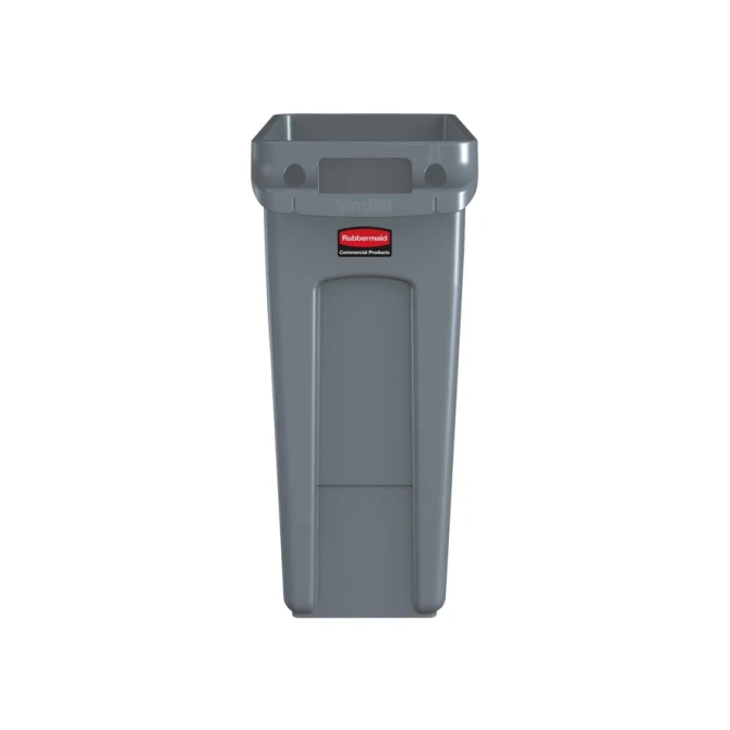 Afvalbak Rubbermaid Slim Jim Vented met luchtsleuven 60liter grijs