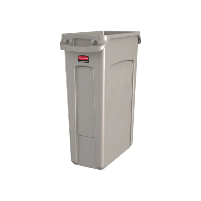 Afvalbak Rubbermaid Slim Jim Vented met luchtsleuven 87 liter grijs