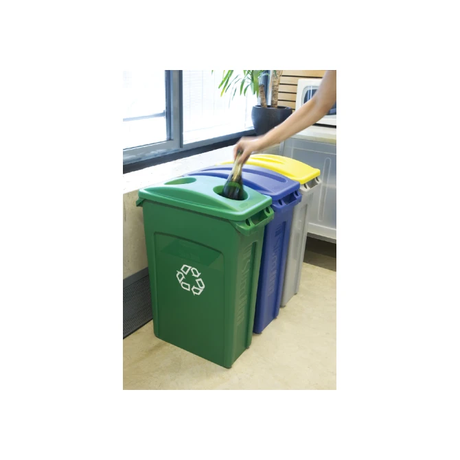 Afvalbak Rubbermaid Slim Jim Vented met luchtsleuven 87 liter grijs