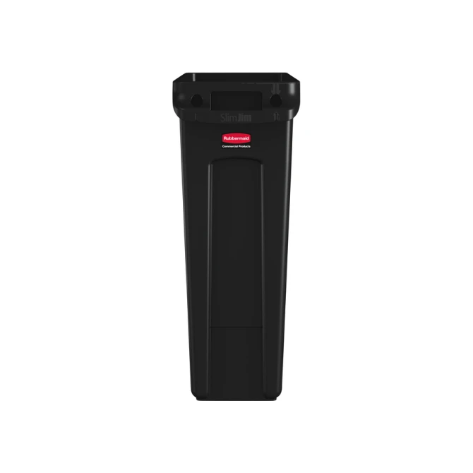 Afvalbak Rubbermaid Slim Jim Vented met luchtsleuven 87 liter zwart