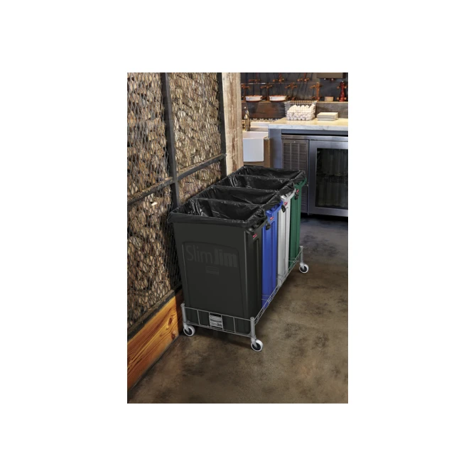 Afvalbak Rubbermaid Slim Jim Vented met luchtsleuven 87 liter zwart