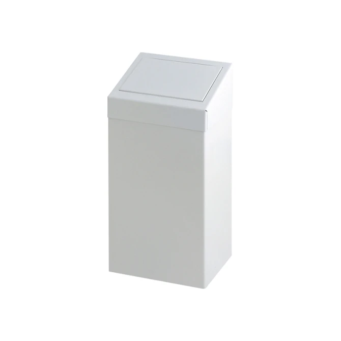 Afvalbak Vepa Bins met pushdeksel 50 liter metaal wit