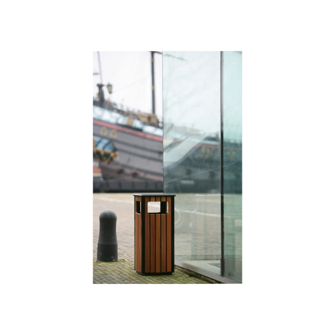 Afvalbak Vepa Bins voor buiten 36 liter zwart/houtlook