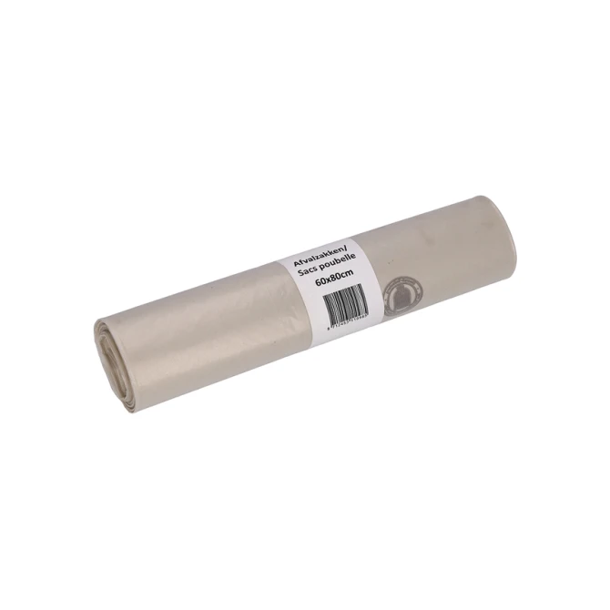 Afvalzak Cleaninq 60x80cm LDPE recycled T50 60L transparant rol à 20 stuks