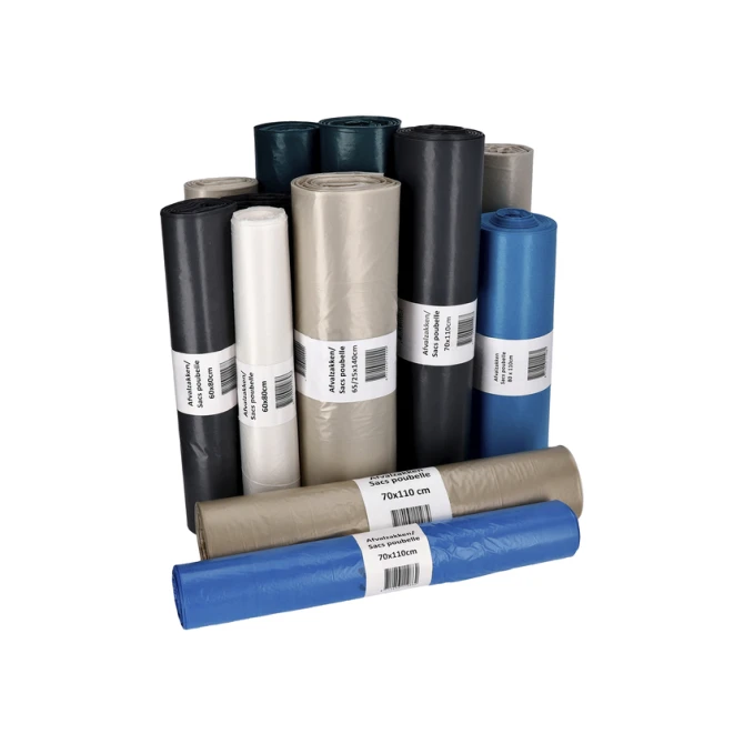 Afvalzak Cleaninq 60x90cm LDPE recycled T50 70L grijs rol à 25 stuks