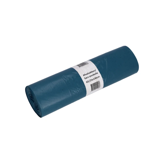 Afvalzak Cleaninq 65/25x140cm LDPE recycled T70 240L blauw rol à 10 stuks