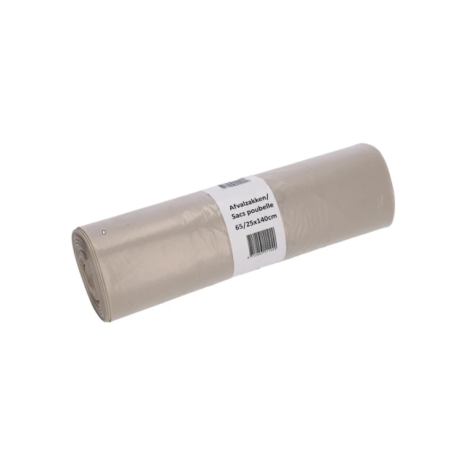 Afvalzak Cleaninq 65/25x140cm LDPE recycled T70 240L transparant rol à 10 stuks