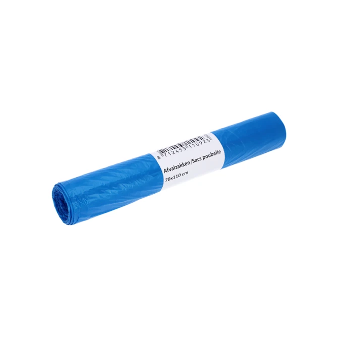Afvalzak Cleaninq 70x110cm HDPE T25 120L blauw rol à 20 stuks