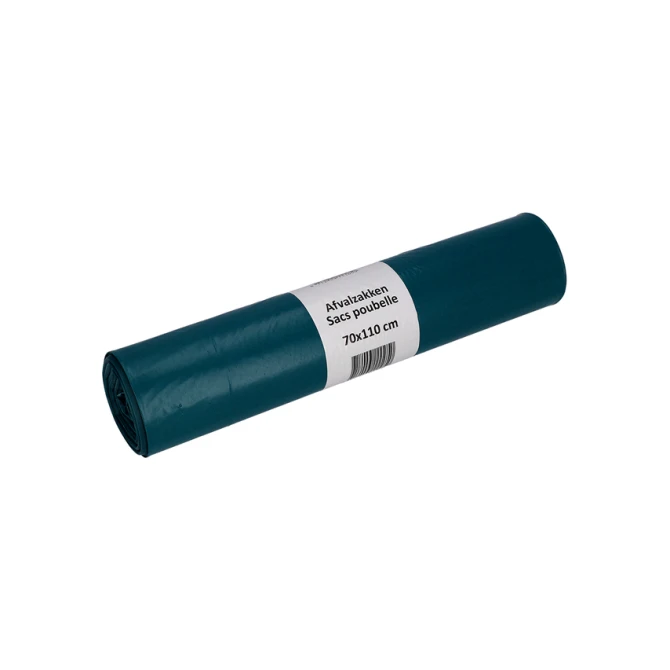 Afvalzak Cleaninq 70x110cm LDPE recycled T70 120L blauw rol à 20 stuks