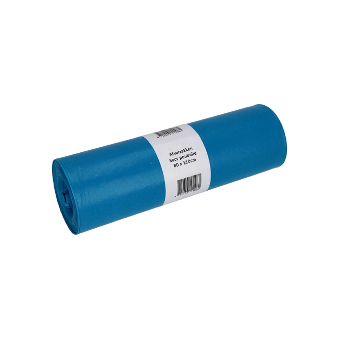 Afvalzak Cleaninq 80x110cm LDPE recycled T60 140L blauw rol à 20 stuks
