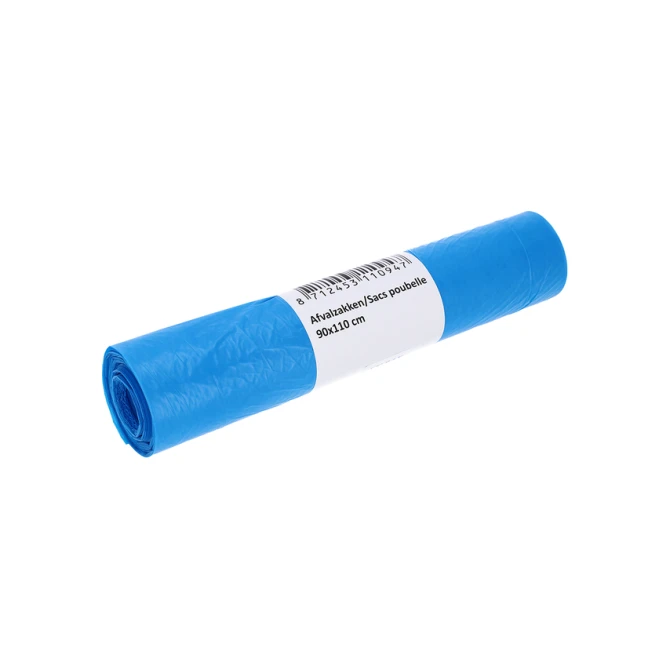 Afvalzak Cleaninq 90x110cm HDPE T25 160L blauw rol à 20 stuks