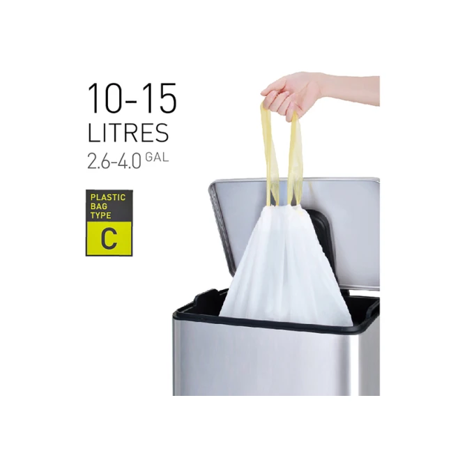 Afvalzak EKO MDPE type C met trekband 45x50cm 10-15L wit rol à 20 stuks