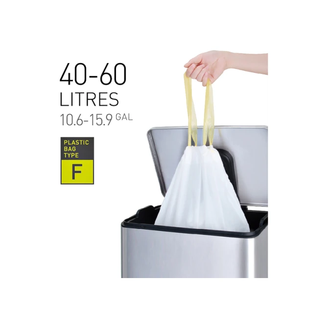 Afvalzak EKO MDPE type F met trekband 64x75cm 40-60L wit rol à 12 stuks