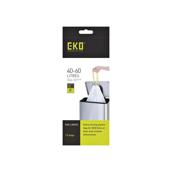 Afvalzak EKO MDPE type F met trekband 64x75cm 40-60L wit rol à 12 stuks