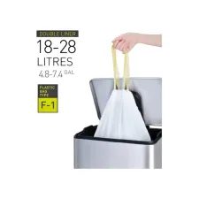 Afvalzak EKO MDPE type F1 met trekband 49x68cm 18-28L wit rol à 20 stuks Afvalzak EKO MDPE type F1 met trekband 49x68cm 18-28L wit rol à 20 stuks