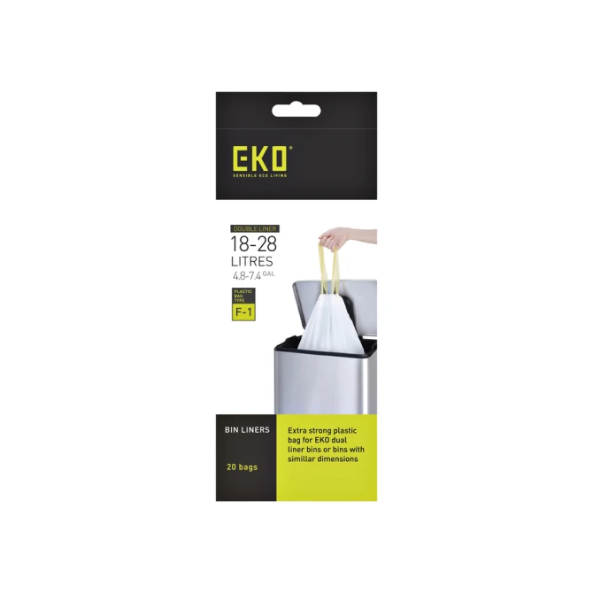 Afvalzak EKO MDPE type F1 met trekband 49x68cm 18-28L wit rol à 20 stuks