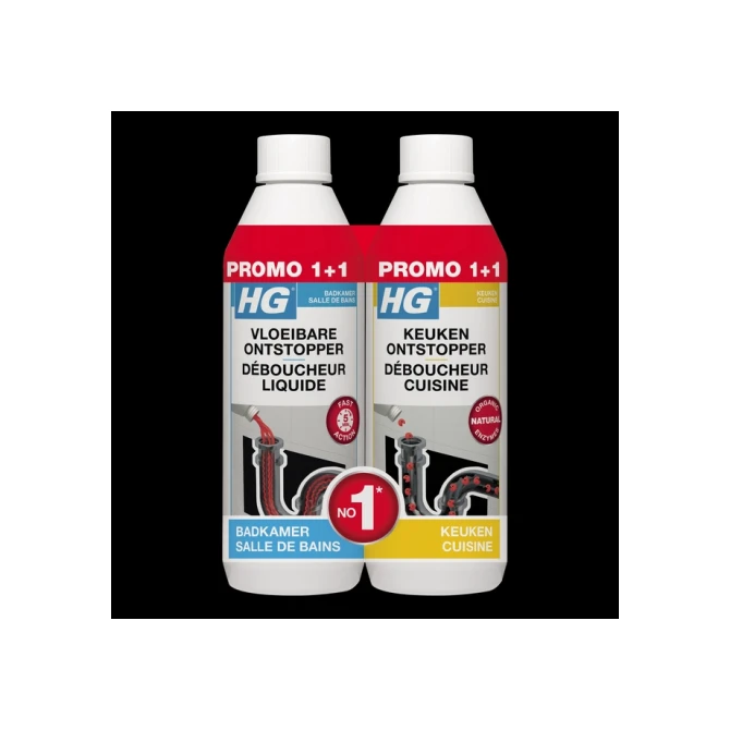 Afvoerontstopper HG Promopack 1x sanitair 500ml 1x keuken 500ml