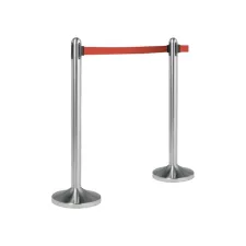 Afzetpaal Securit RVS met rolband 210cm rood Afzetpaal Securit RVS met rolband 210cm rood