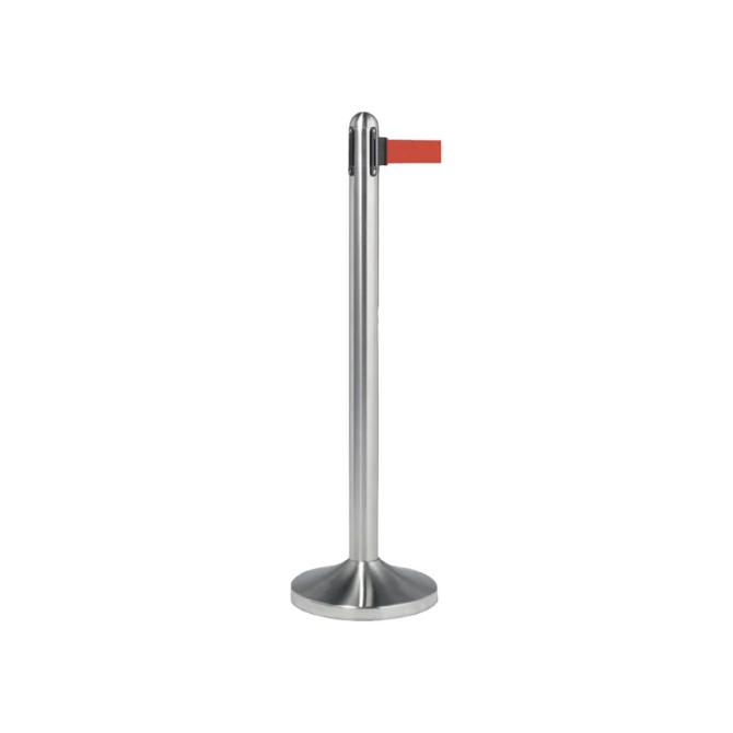 Afzetpaal Securit RVS met rolband 210cm rood