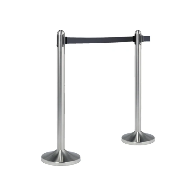 Afzetpaal Securit RVS met rolband 210cm zwart