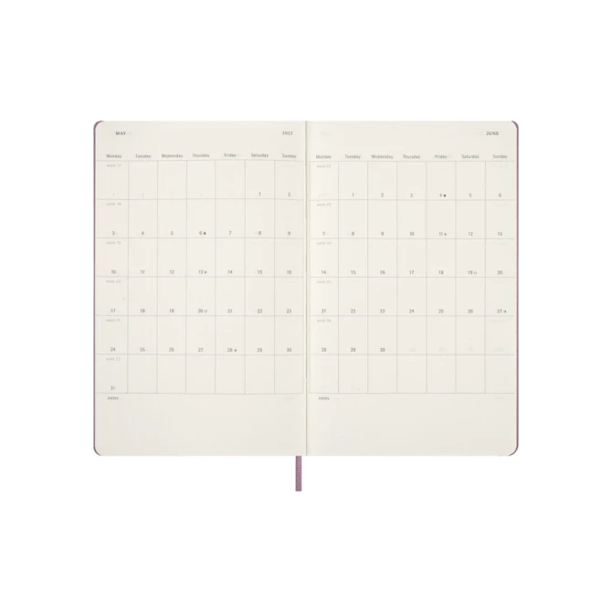 Agenda 2027 Moleskine 12M Planner Daily 1dag/1pagina large hc majestic pink