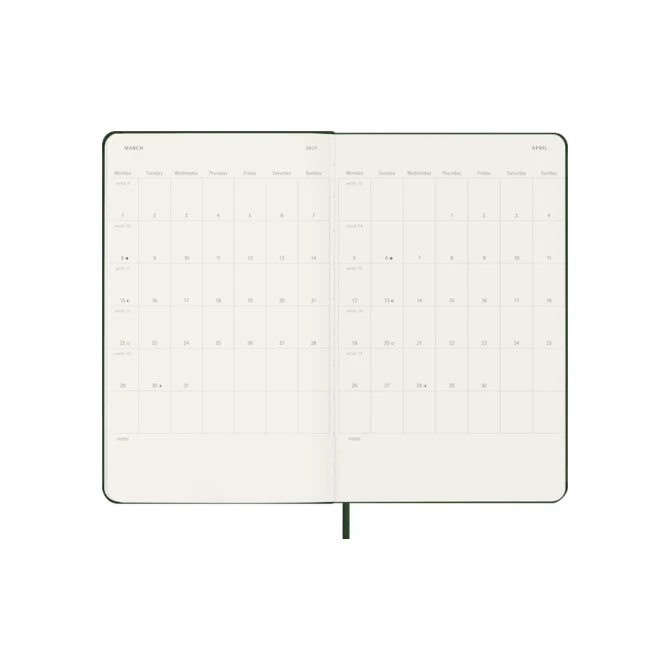 Agenda 2027 Moleskine 12M Planner Weekly 7dagen/1pagina large hc myrtle green